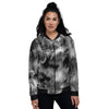 Abstract Psychedelic Liquid Smoke Print Women's Bomber Jacket-grizzshop