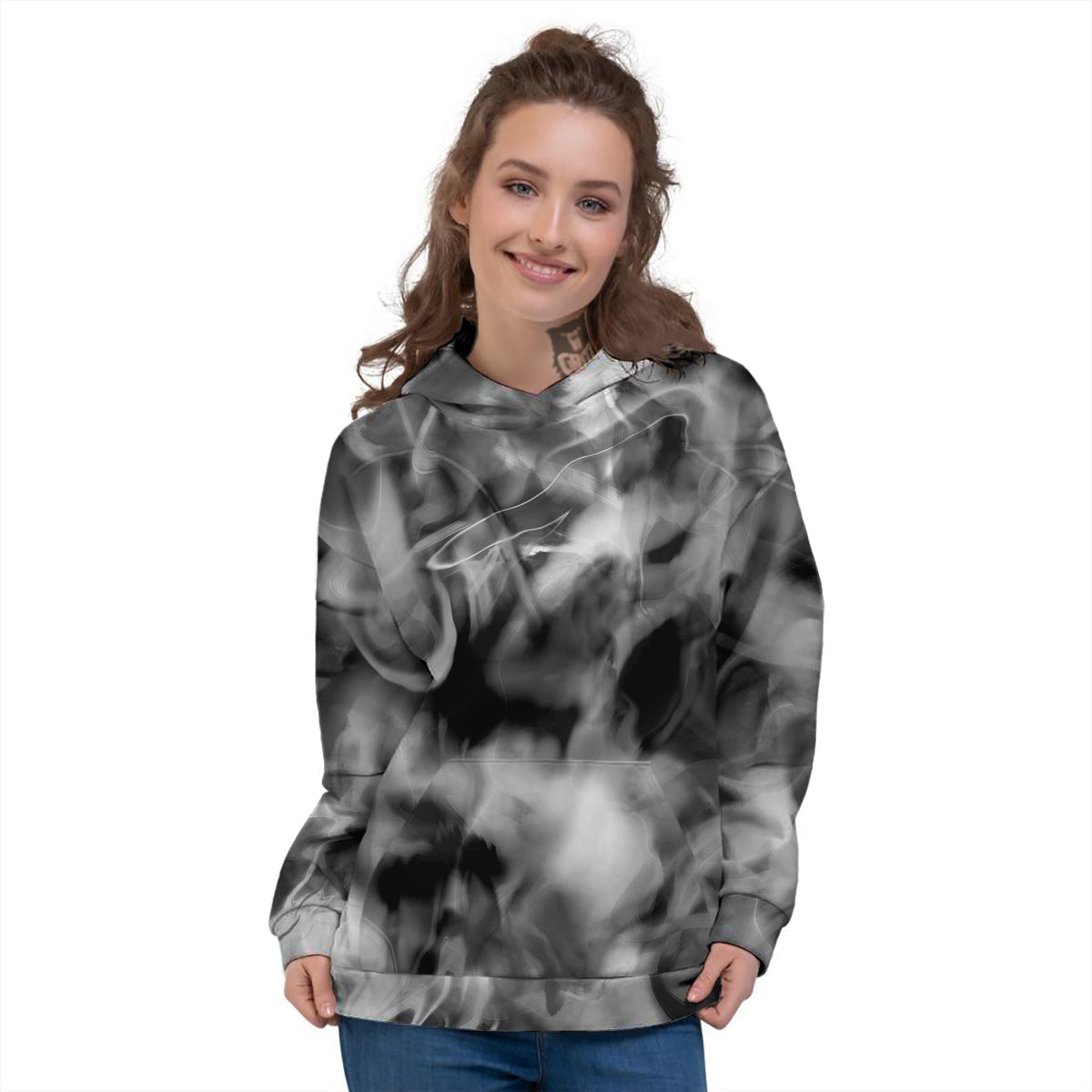 Abstract Psychedelic Liquid Smoke Print Women's Hoodie-grizzshop
