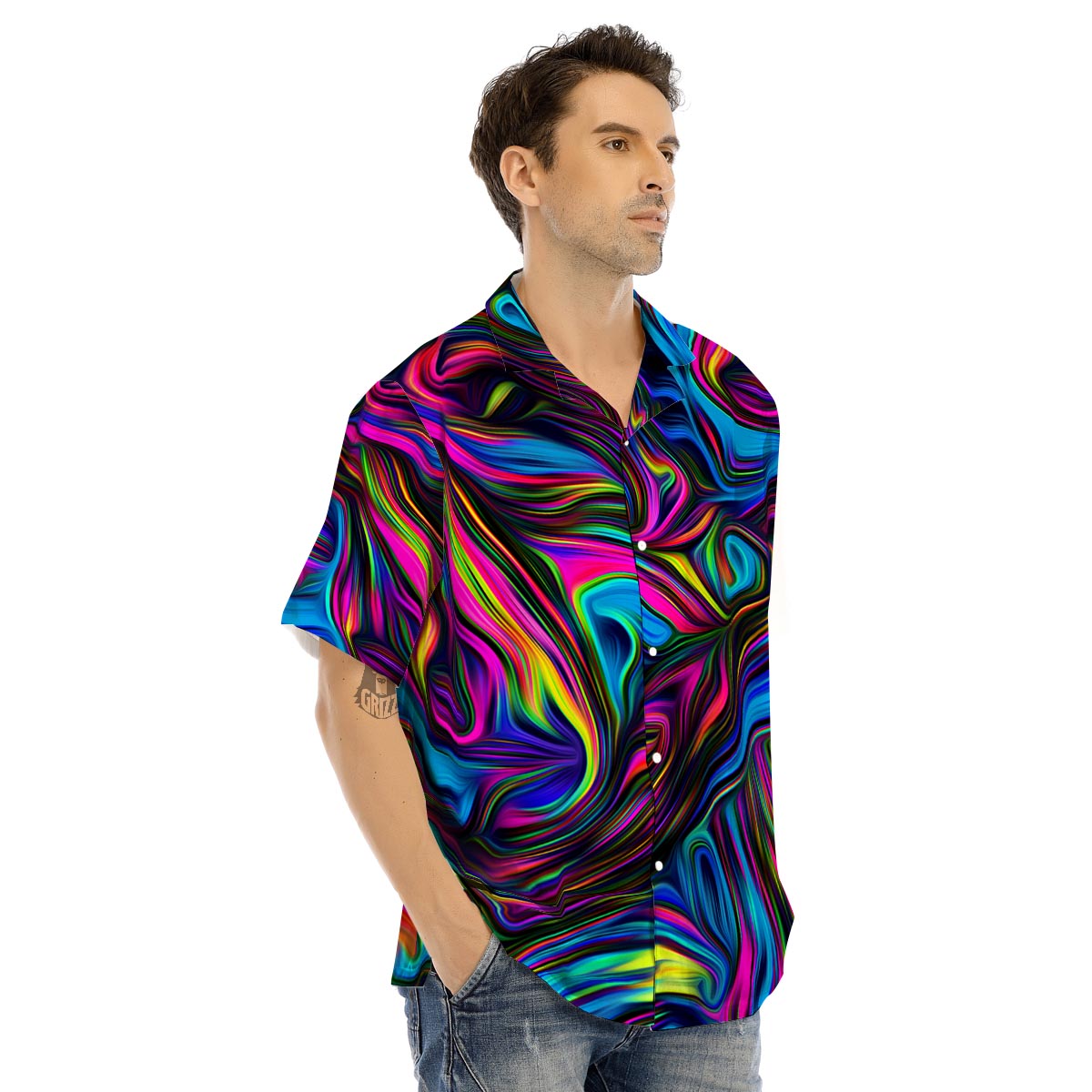 Abstract Psychedelic Men’s Hawaiian Shirt-grizzshop