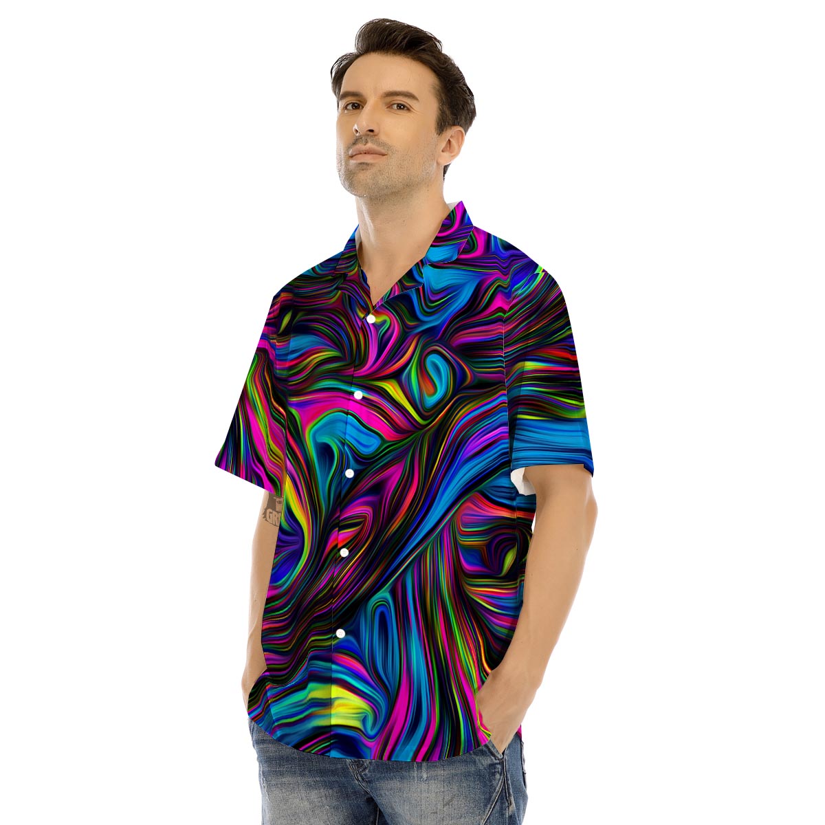 Abstract Psychedelic Men’s Hawaiian Shirt-grizzshop