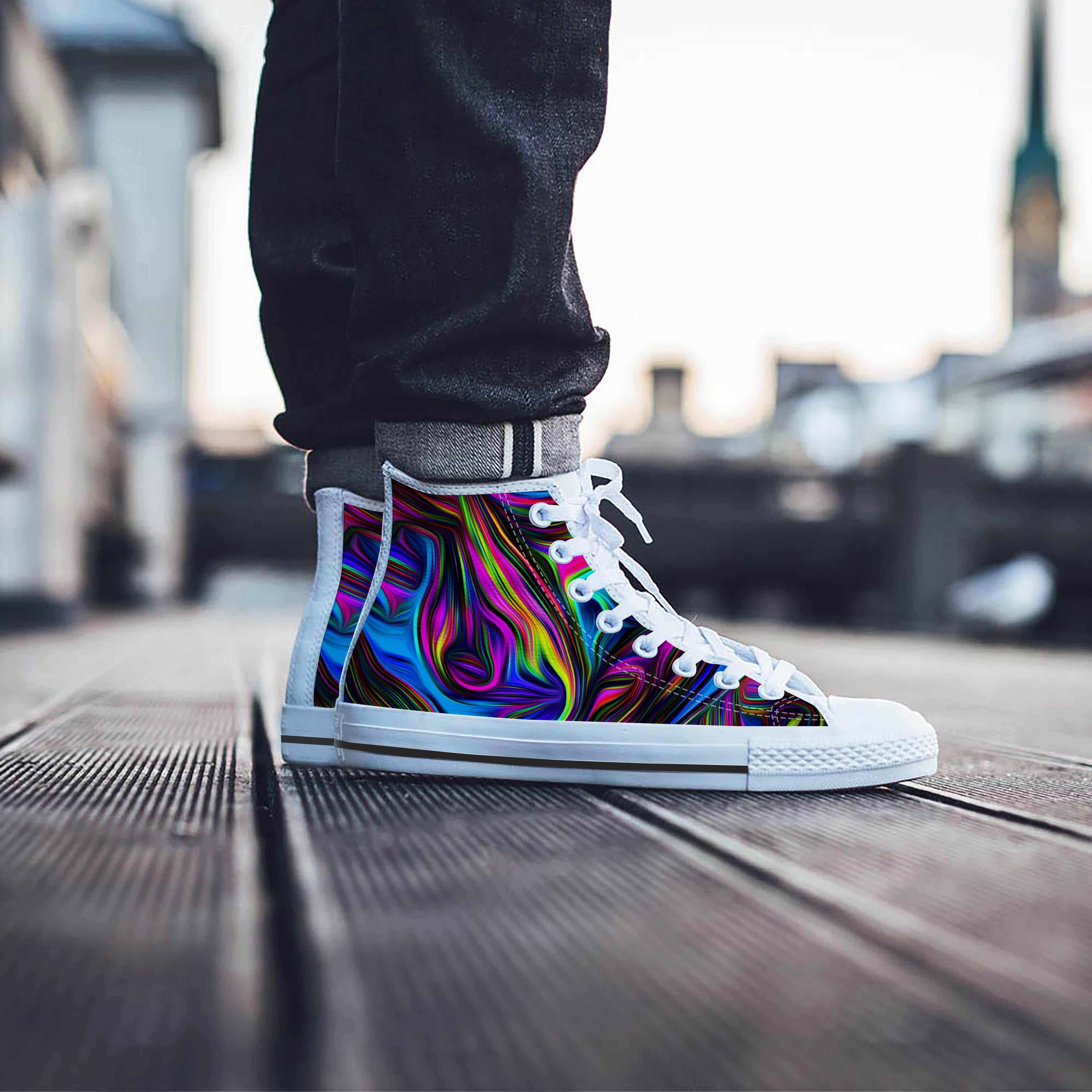 Abstract Psychedelic Men's High Top Shoes-grizzshop