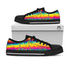 Abstract Psychedelic Rainbow Acid Print Black Low Top Shoes-grizzshop