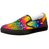 Abstract Psychedelic Rainbow Acid Print Black Slip On Shoes-grizzshop