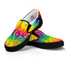 Abstract Psychedelic Rainbow Acid Print Black Slip On Shoes-grizzshop