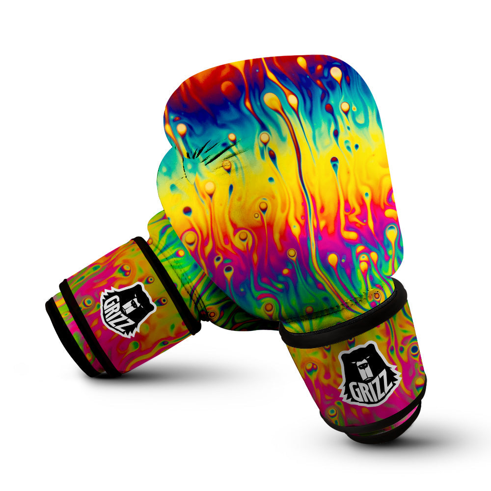 Abstract Psychedelic Rainbow Acid Print Boxing Gloves-grizzshop