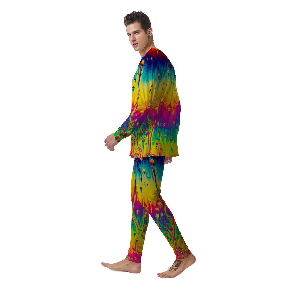 Abstract Psychedelic Rainbow Acid Print Men's Pajamas-grizzshop