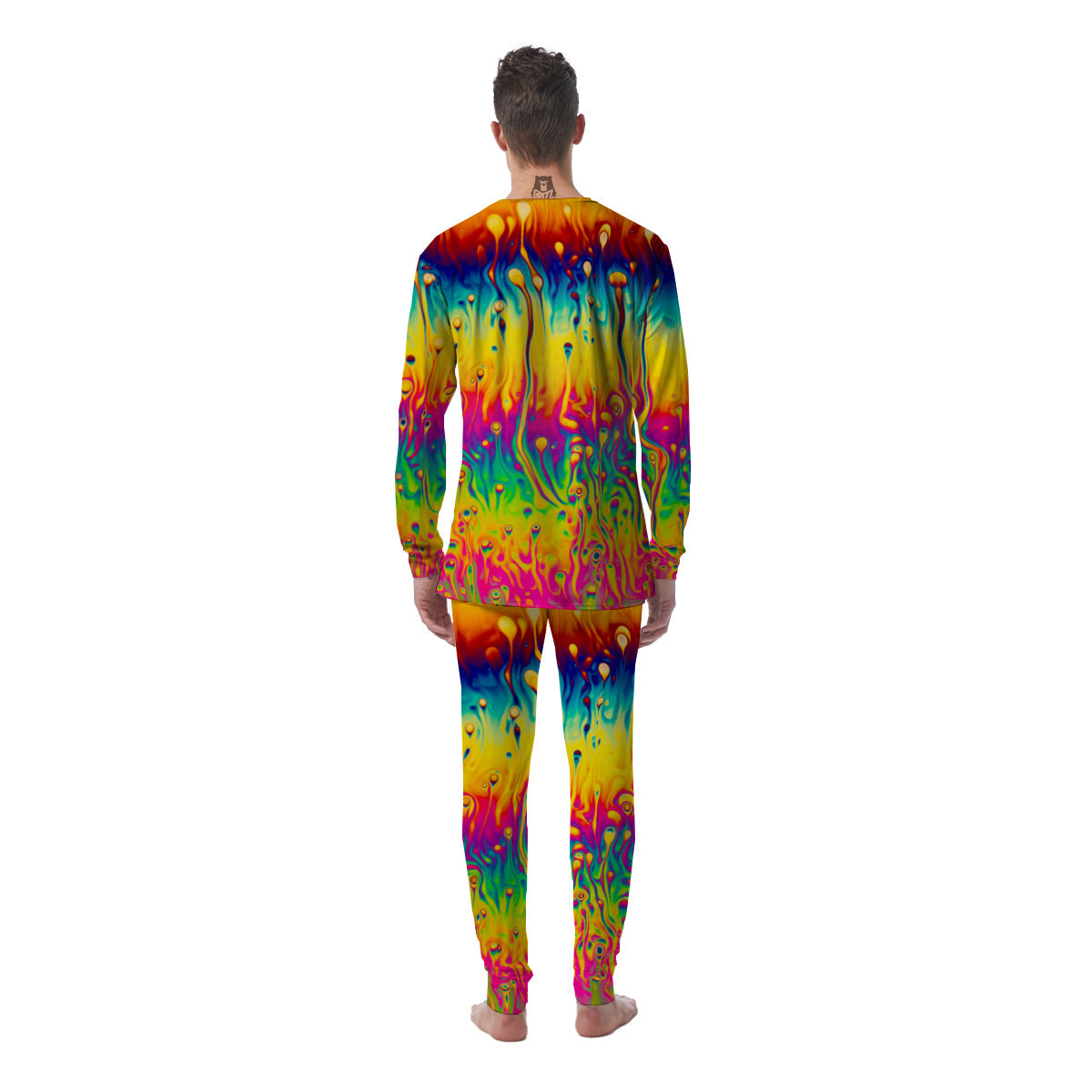 Abstract Psychedelic Rainbow Acid Print Men's Pajamas-grizzshop