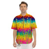 Abstract Psychedelic Rainbow Acid Print Men's Short Sleeve Shirts-grizzshop