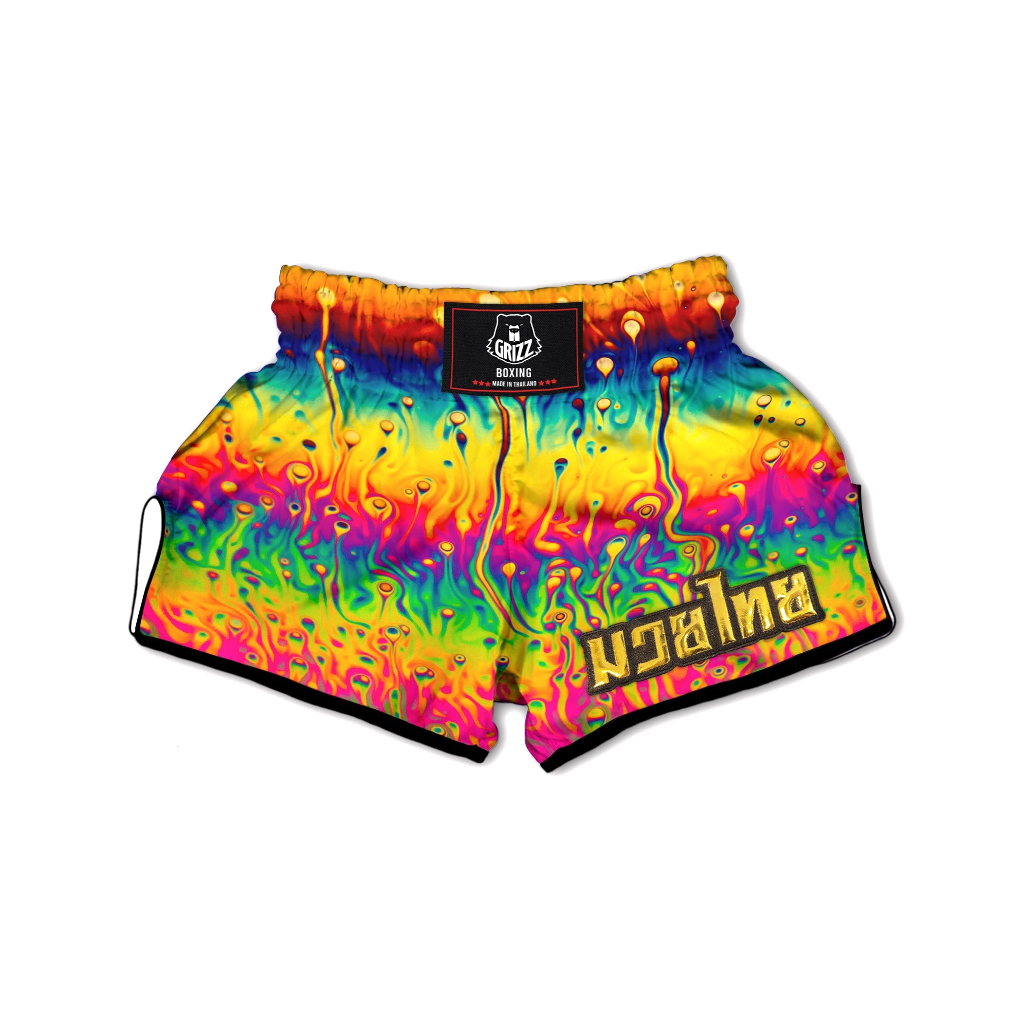 Abstract Psychedelic Rainbow Acid Print Muay Thai Boxing Shorts-grizzshop