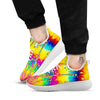 Abstract Psychedelic Rainbow Acid Print White Athletic Shoes-grizzshop