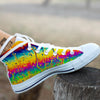 Abstract Psychedelic Rainbow Acid Print White High Top Shoes-grizzshop