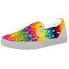 Abstract Psychedelic Rainbow Acid Print White Slip On Shoes-grizzshop