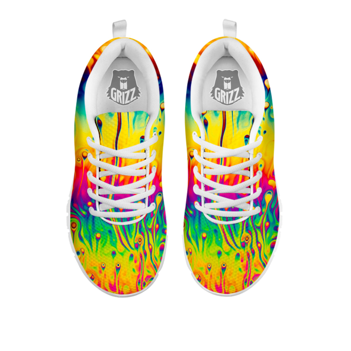 Abstract Psychedelic Rainbow Acid Print White Sneaker-grizzshop