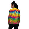 Abstract Psychedelic Rainbow Acid Print Women's Bomber Jacket-grizzshop