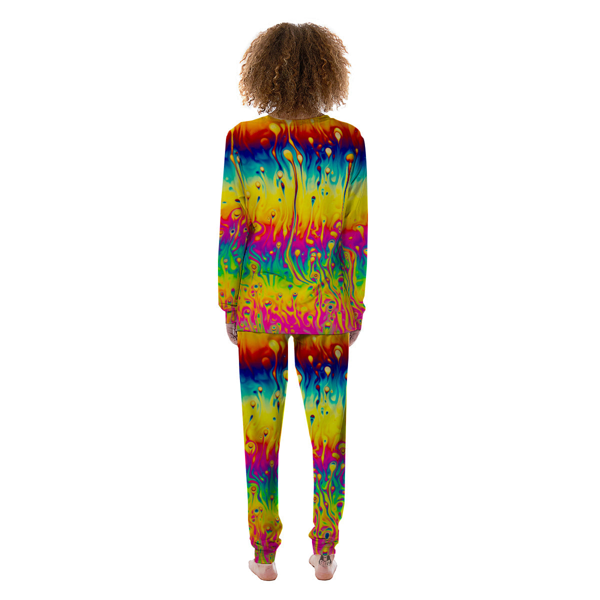 Abstract Psychedelic Rainbow Acid Print Women's Pajamas-grizzshop
