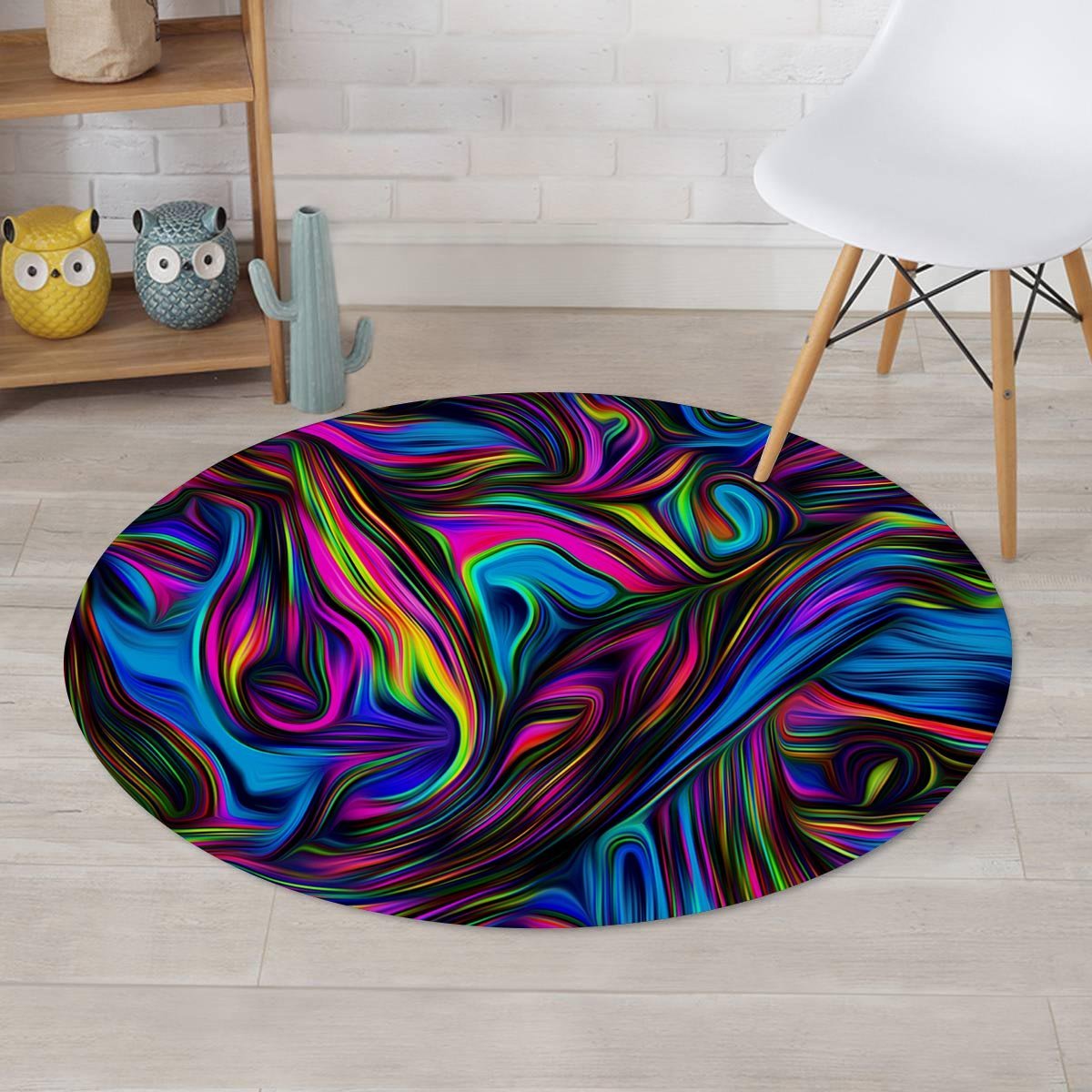Abstract Psychedelic Round Rug-grizzshop