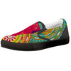 Abstract Psychedelic Women Print Black Slip On Shoes-grizzshop