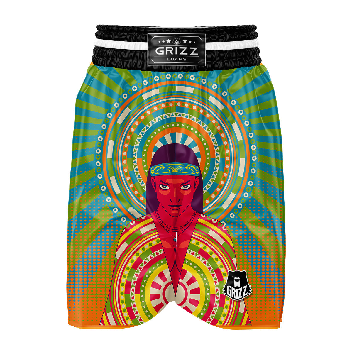Abstract Psychedelic Women Print Boxing Shorts-grizzshop