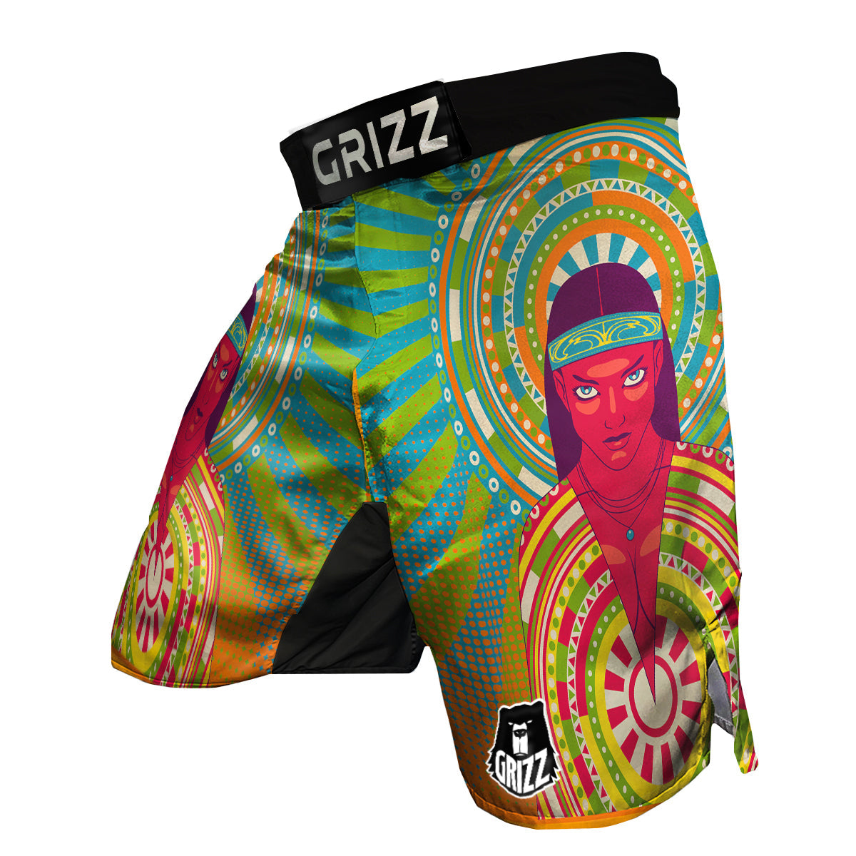 Abstract Psychedelic Women Print MMA Shorts-grizzshop