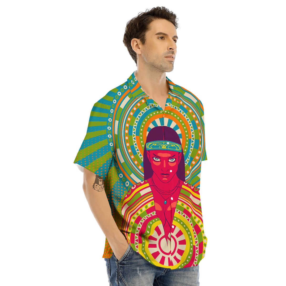 Abstract Psychedelic Women Print Men's Hawaiian Shirt-grizzshop