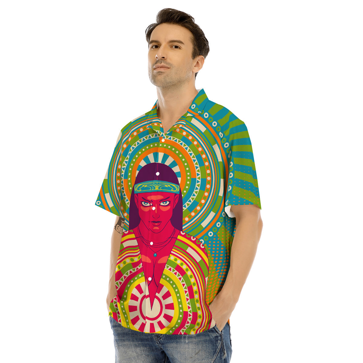 Abstract Psychedelic Women Print Men's Hawaiian Shirt-grizzshop