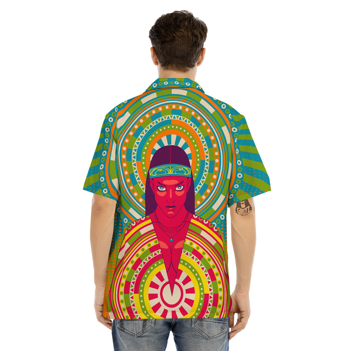Abstract Psychedelic Women Print Men's Hawaiian Shirt-grizzshop