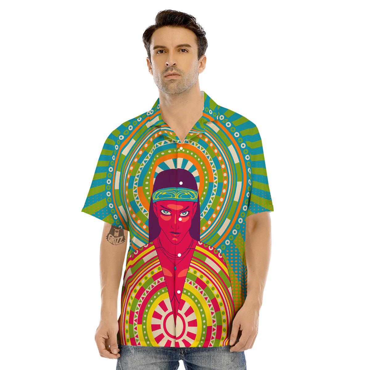 Abstract Psychedelic Women Print Men's Hawaiian Shirt-grizzshop