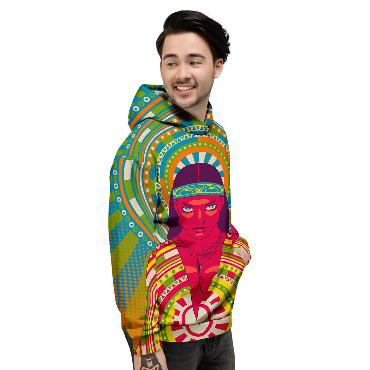 Abstract Psychedelic Women Print Men's Hoodie-grizzshop