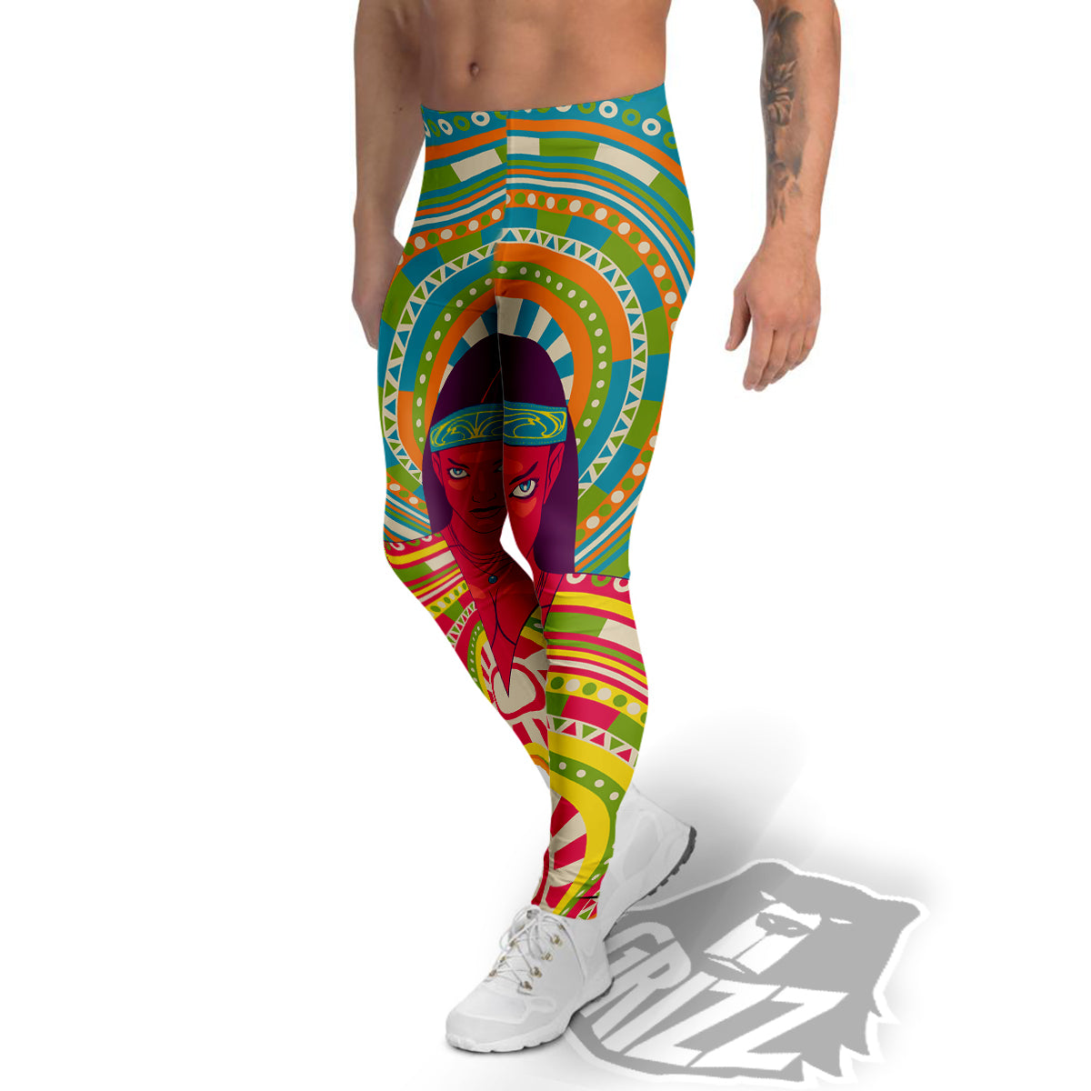 Abstract Psychedelic Women Print Men's Leggings-grizzshop