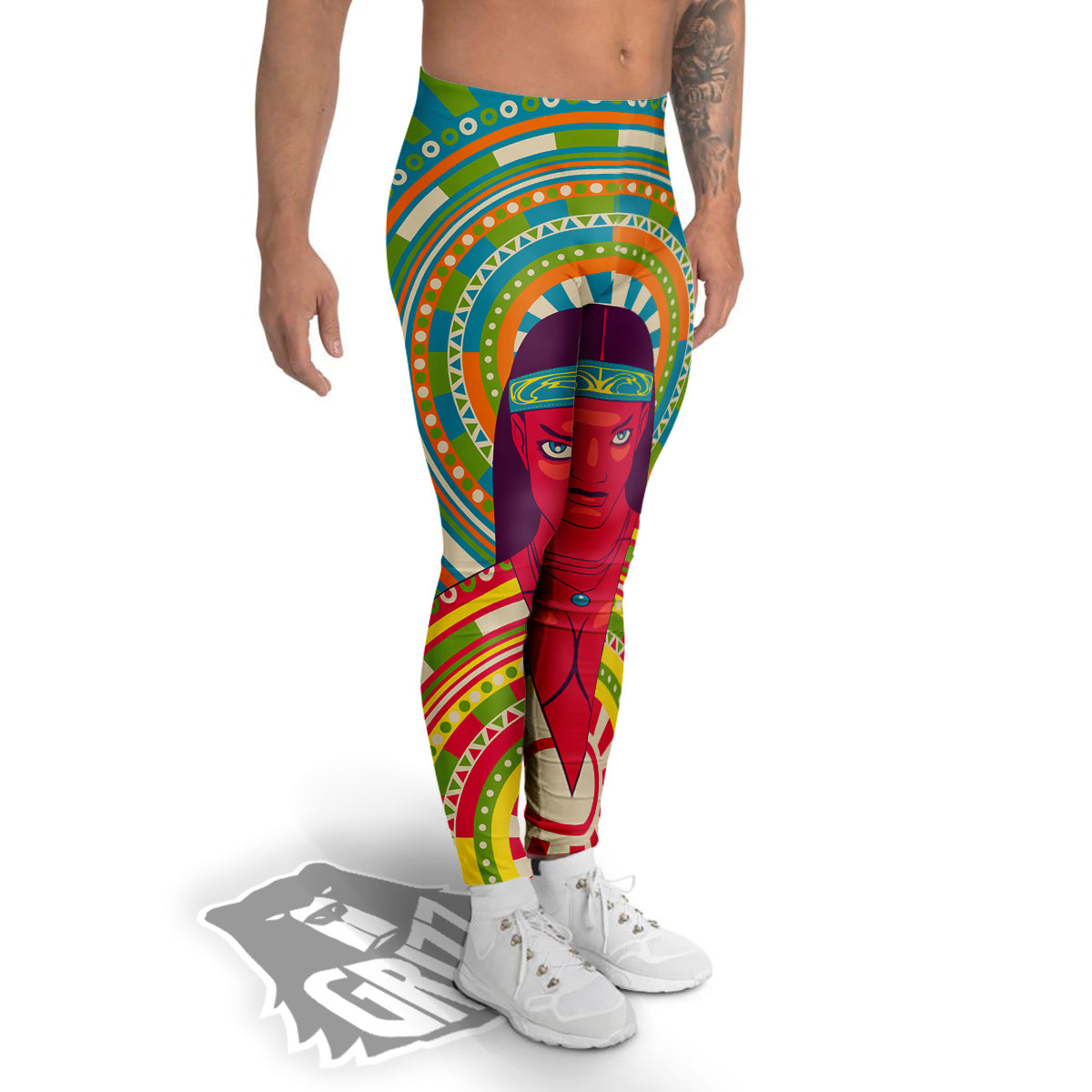 Abstract Psychedelic Women Print Men's Leggings-grizzshop