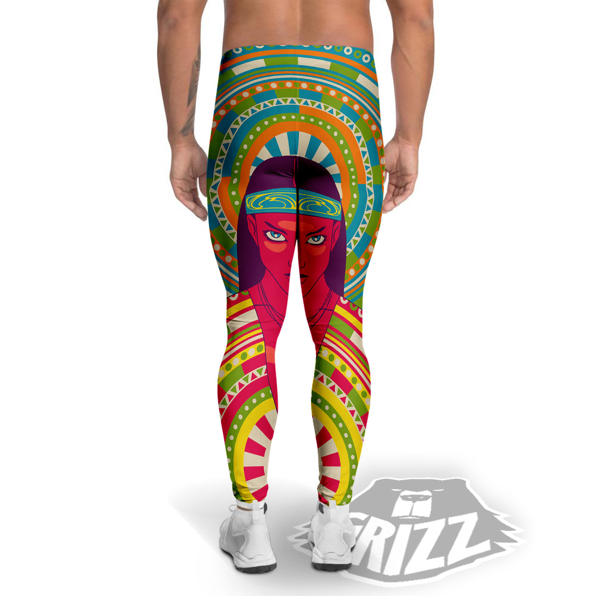 Abstract Psychedelic Women Print Men's Leggings-grizzshop