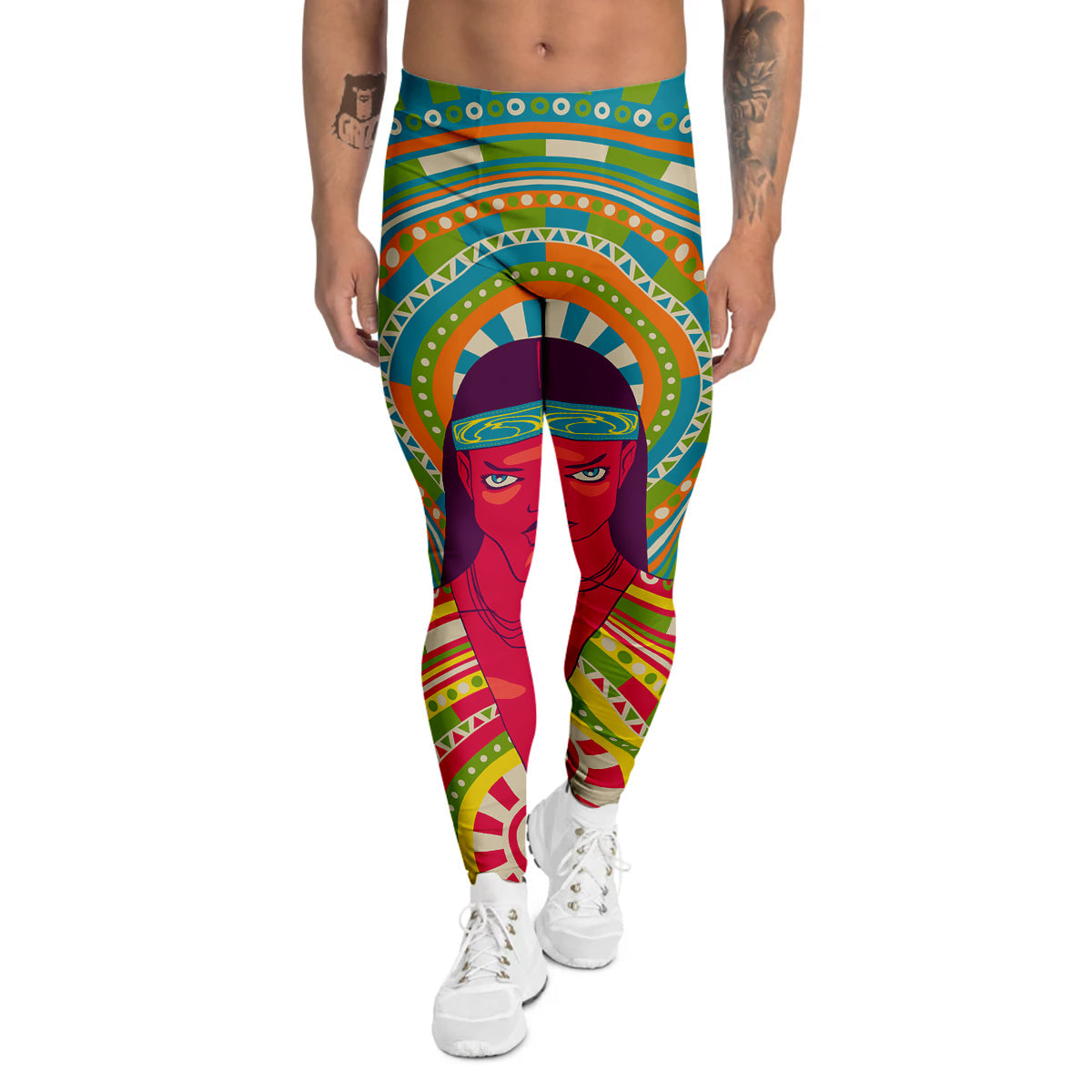 Abstract Psychedelic Women Print Men's Leggings-grizzshop