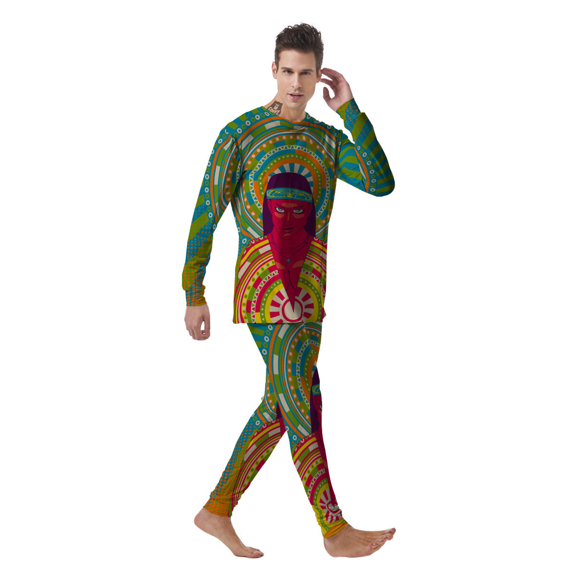 Abstract Psychedelic Women Print Men's Pajamas-grizzshop