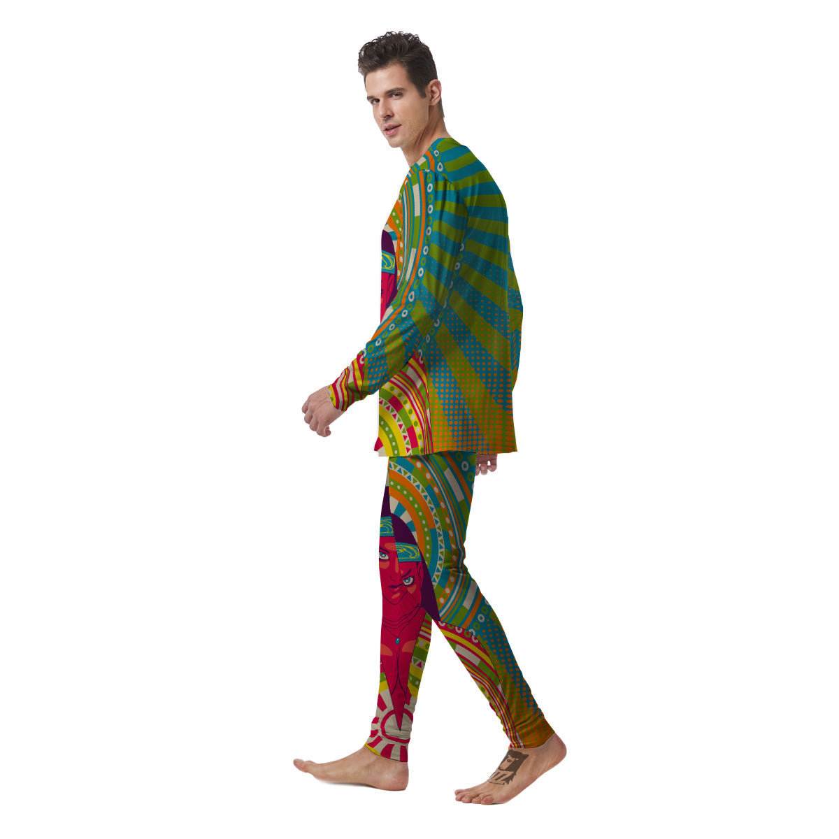 Abstract Psychedelic Women Print Men's Pajamas-grizzshop