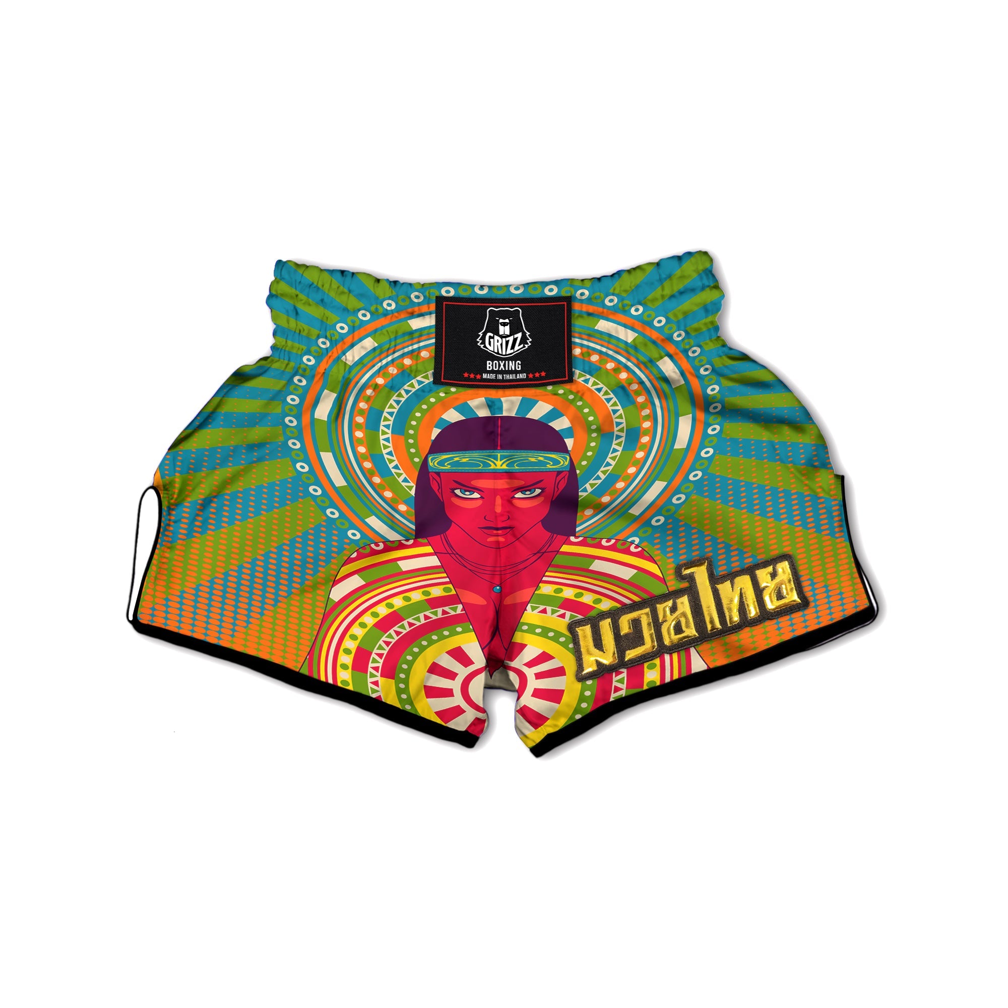 Abstract Psychedelic Women Print Muay Thai Boxing Shorts-grizzshop