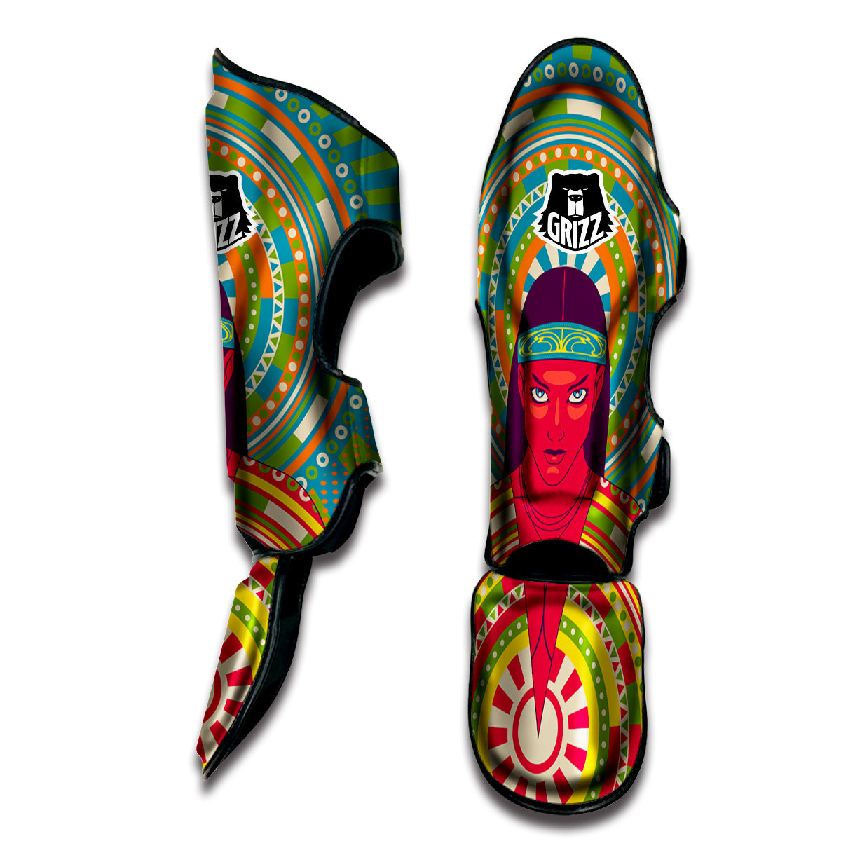 Abstract Psychedelic Women Print Muay Thai Shin Guards-grizzshop