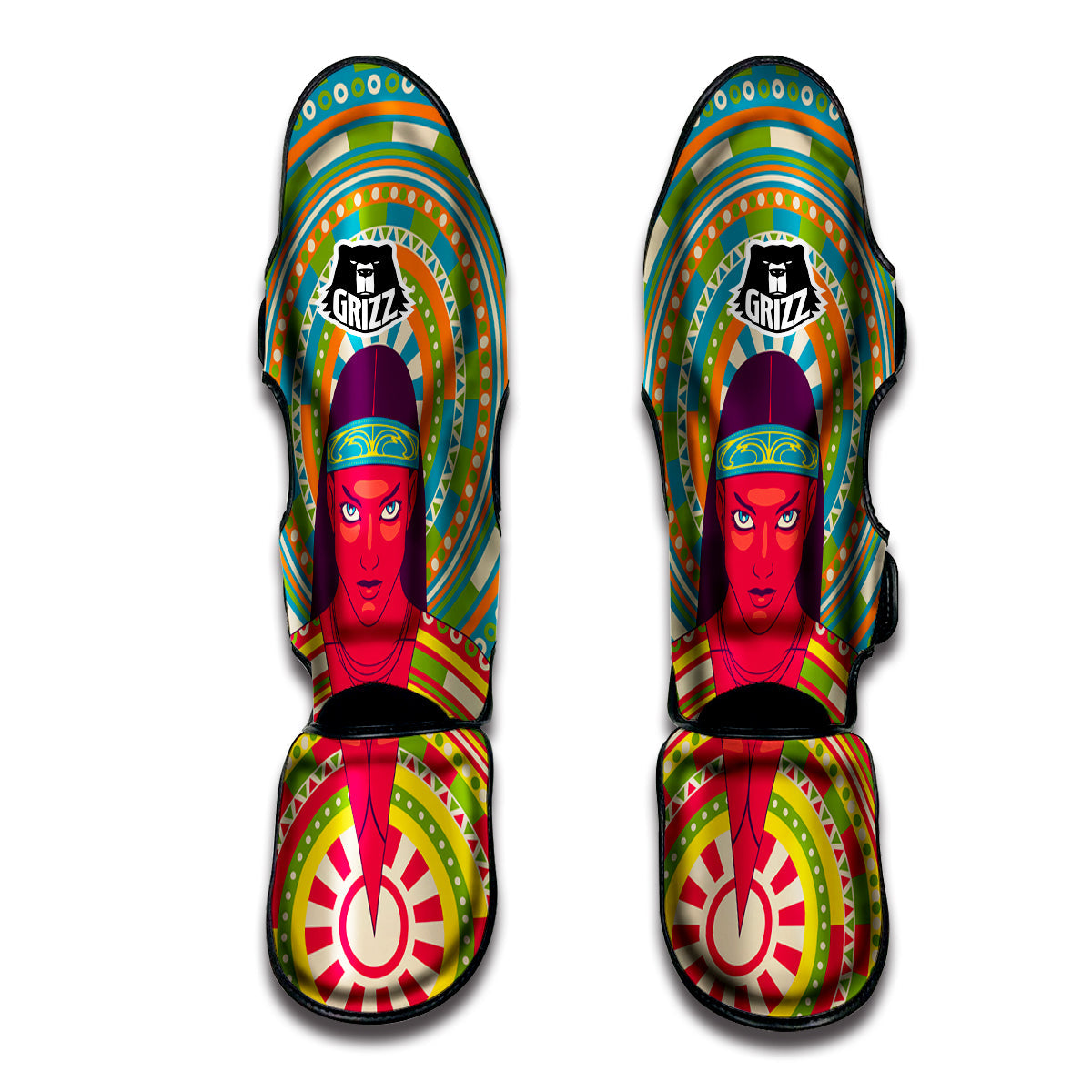 Abstract Psychedelic Women Print Muay Thai Shin Guards-grizzshop