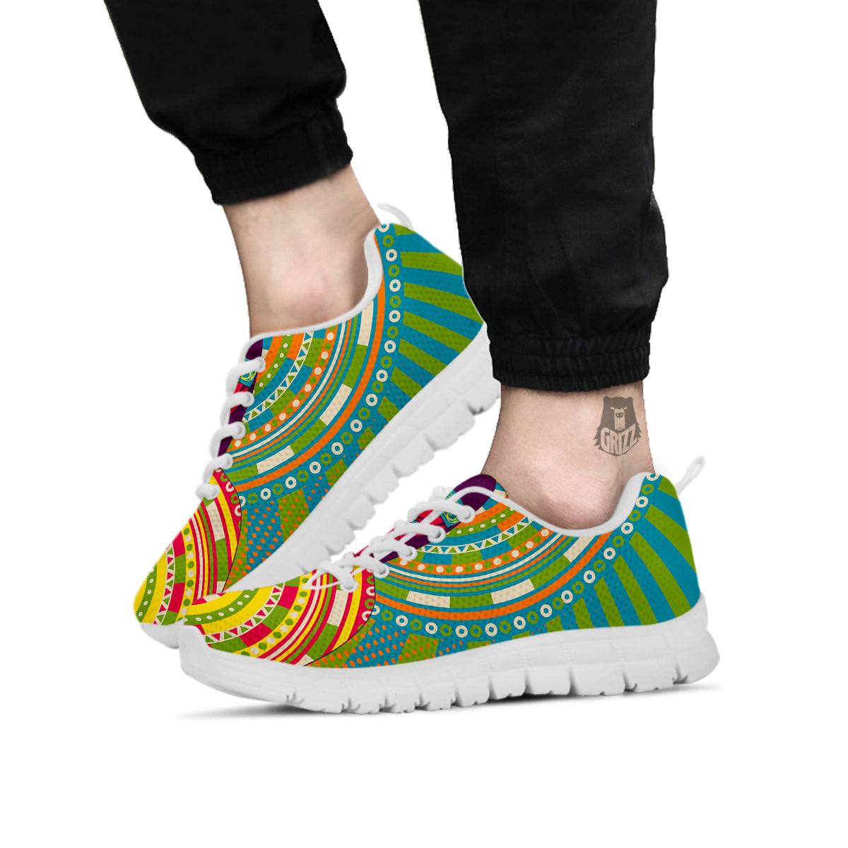 Abstract Psychedelic Women Print White Sneaker-grizzshop