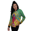 Abstract Psychedelic Women Print Women's Bomber Jacket-grizzshop