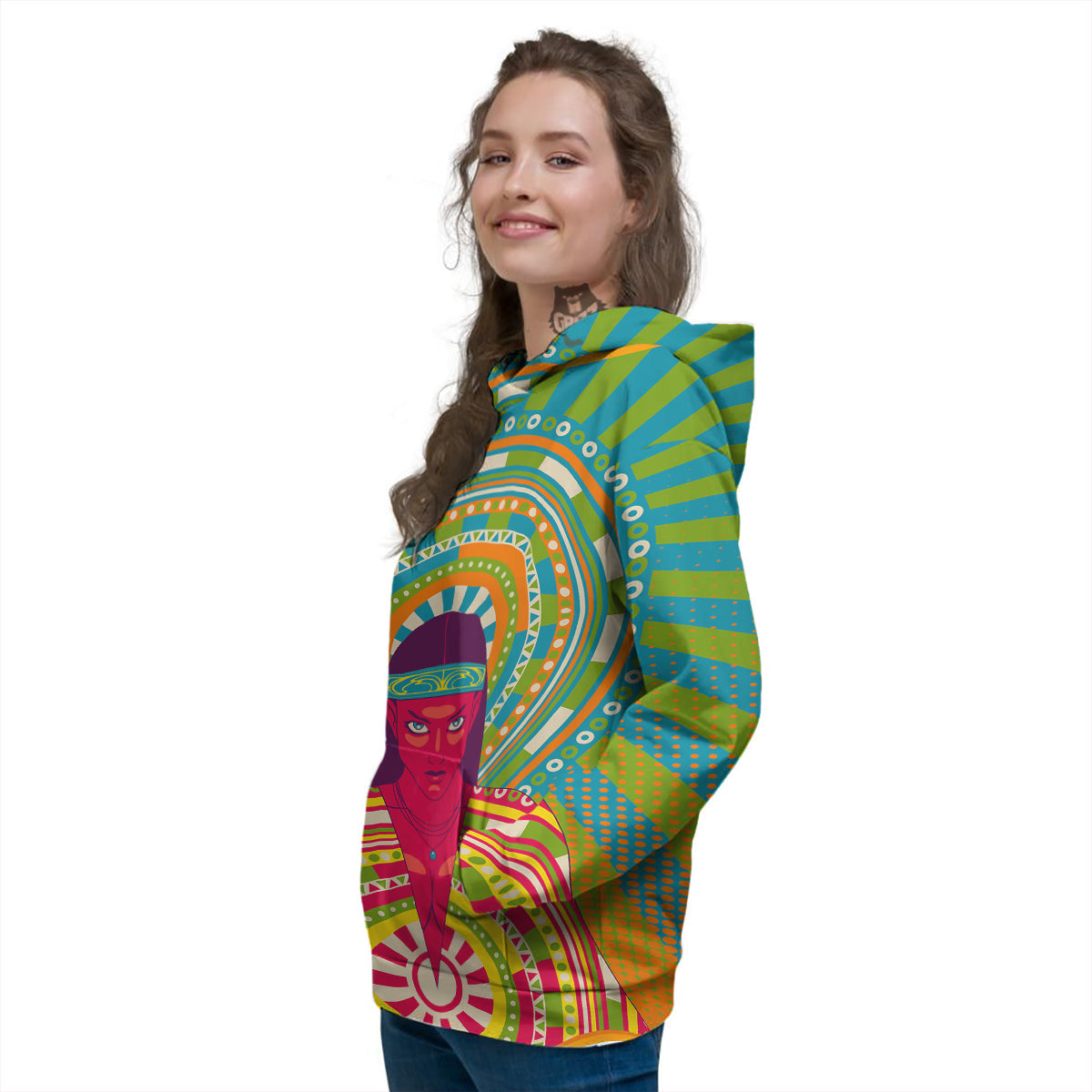 Abstract Psychedelic Women Print Women's Hoodie-grizzshop