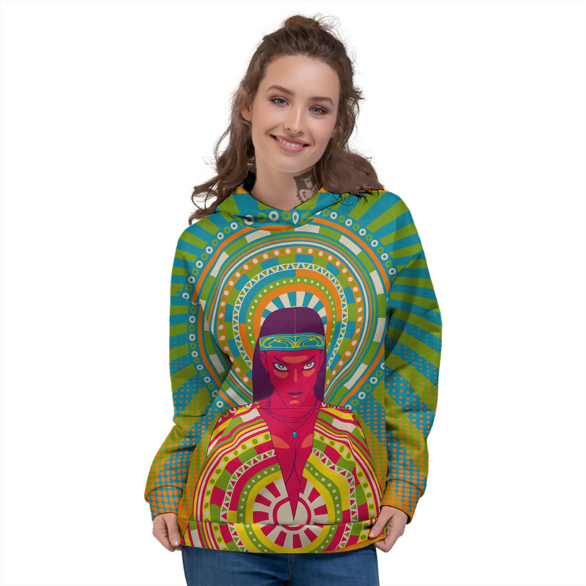 Abstract Psychedelic Women Print Women's Hoodie-grizzshop