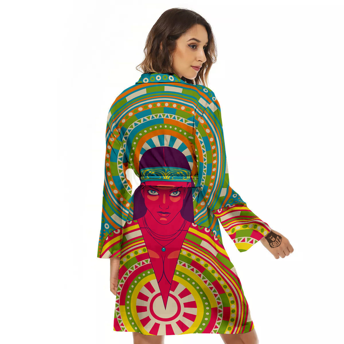 Abstract Psychedelic Women Print Women's Robe-grizzshop