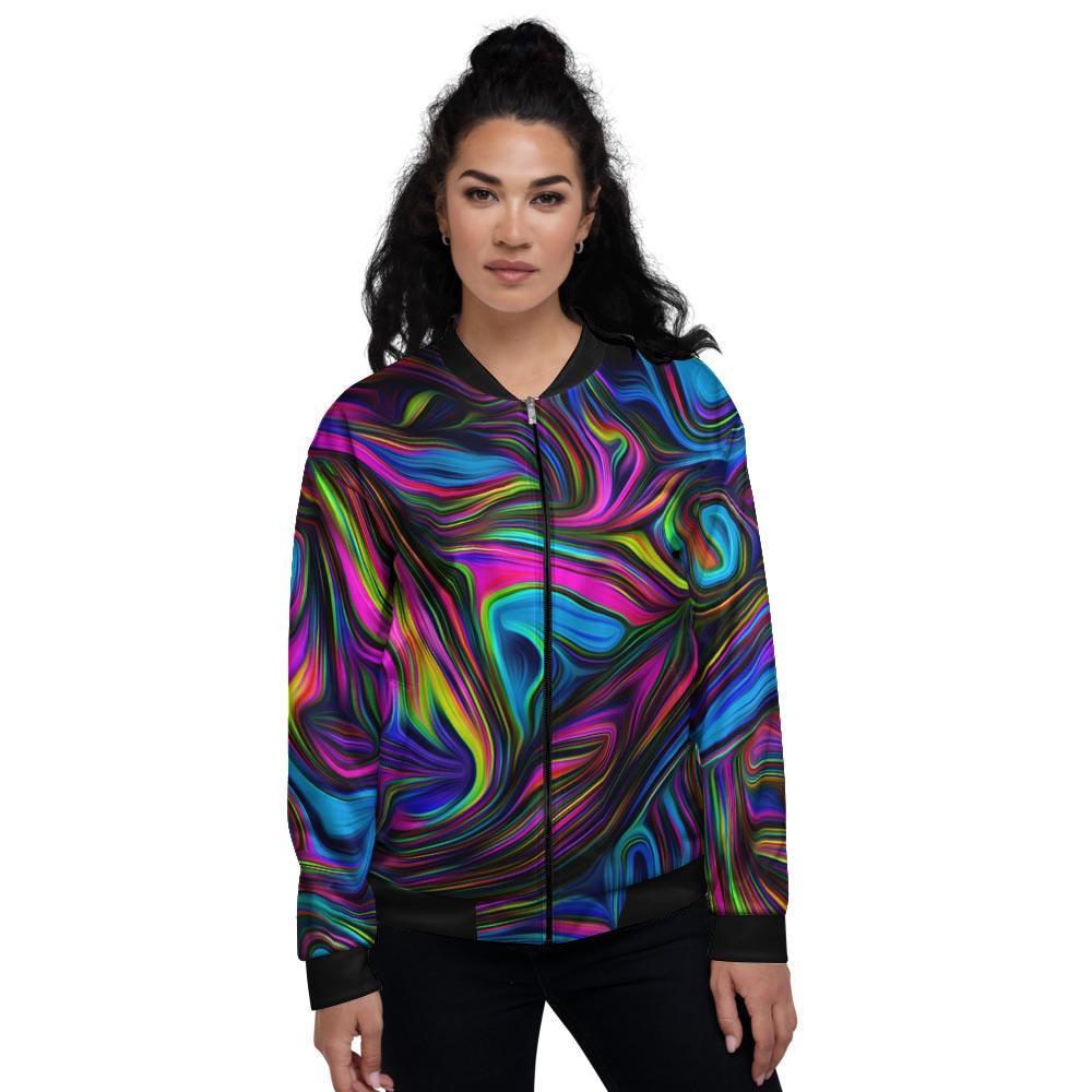 Abstract Psychedelic Women's Bomber Jacket-grizzshop