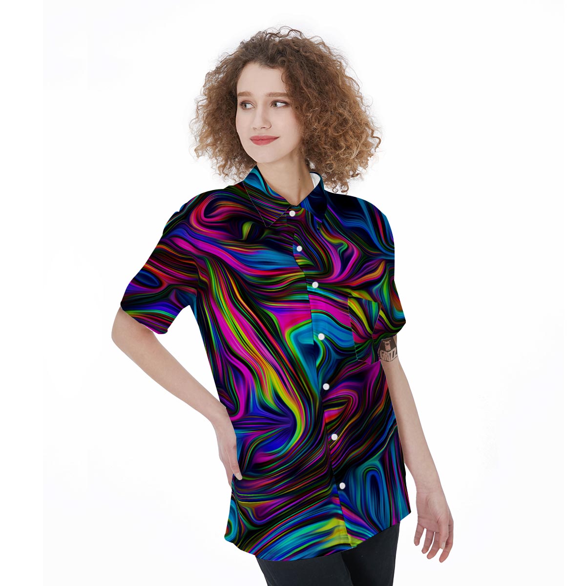 Abstract Psychedelic Women's Short Sleeve Shirts-grizzshop