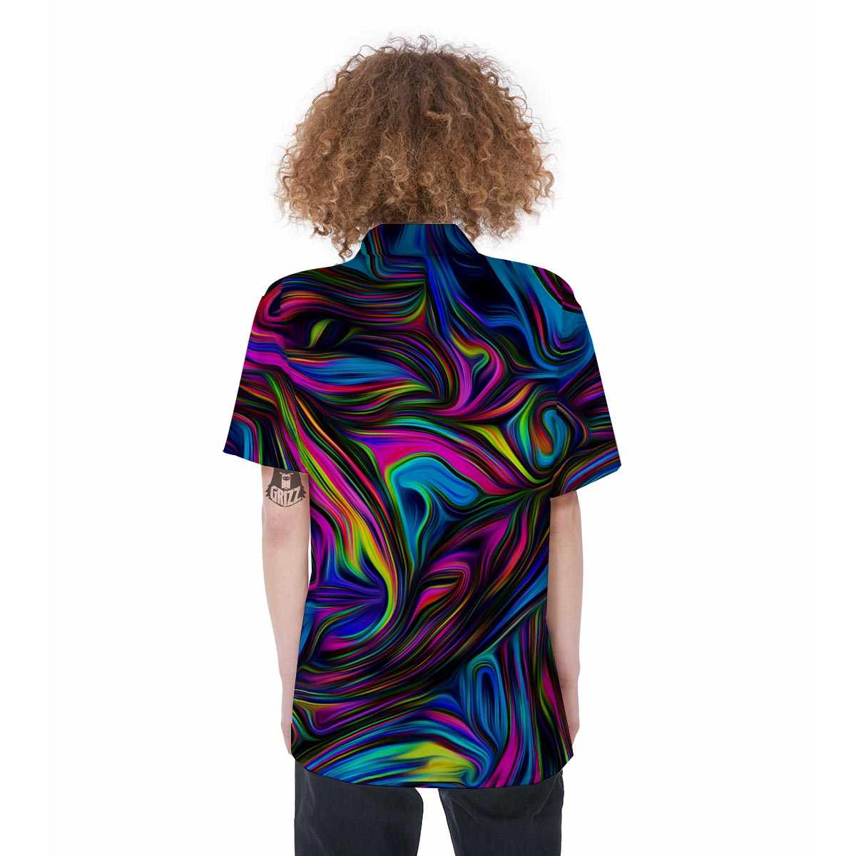 Abstract Psychedelic Women's Short Sleeve Shirts-grizzshop