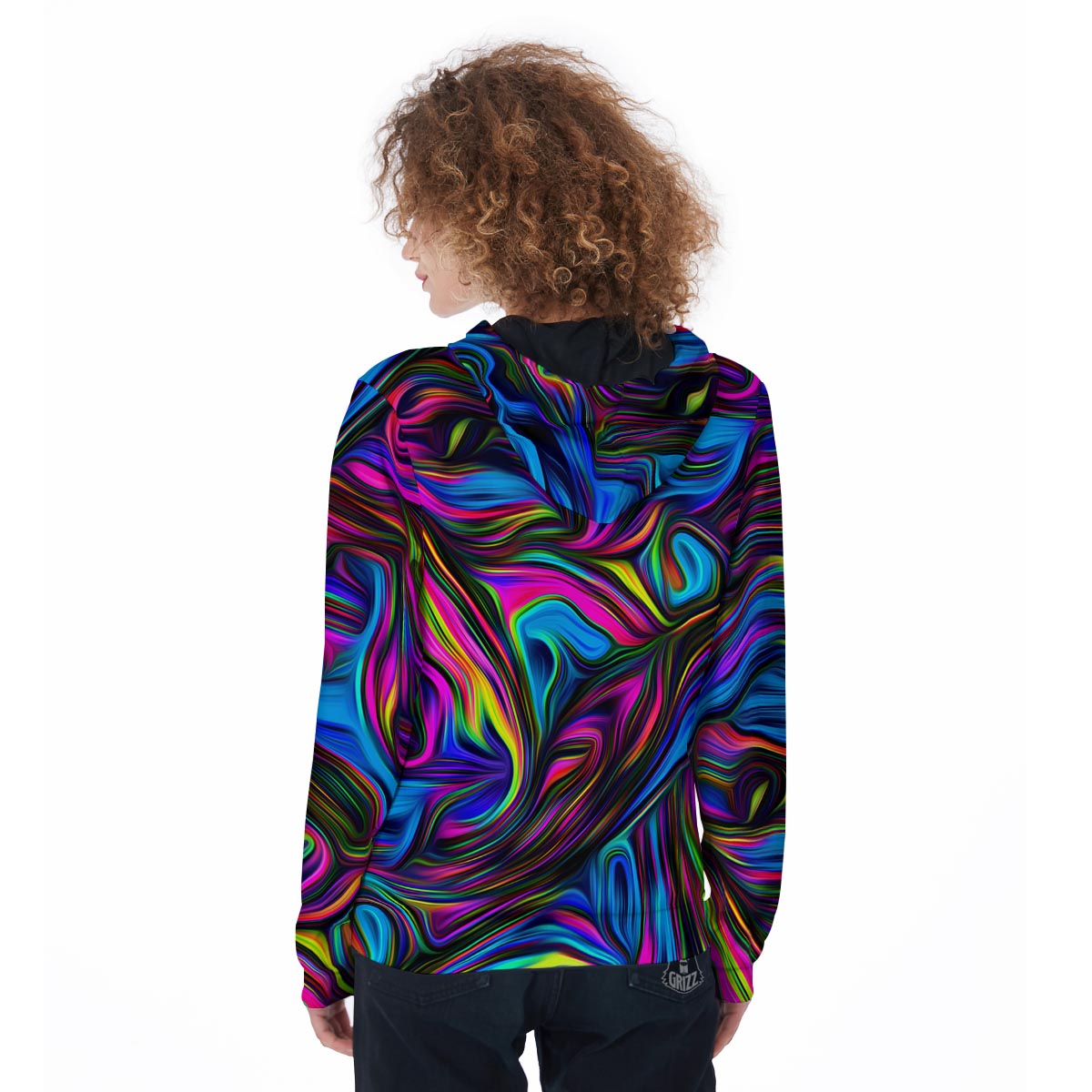 Abstract Psychedelic Women's Zip Up Hoodie-grizzshop