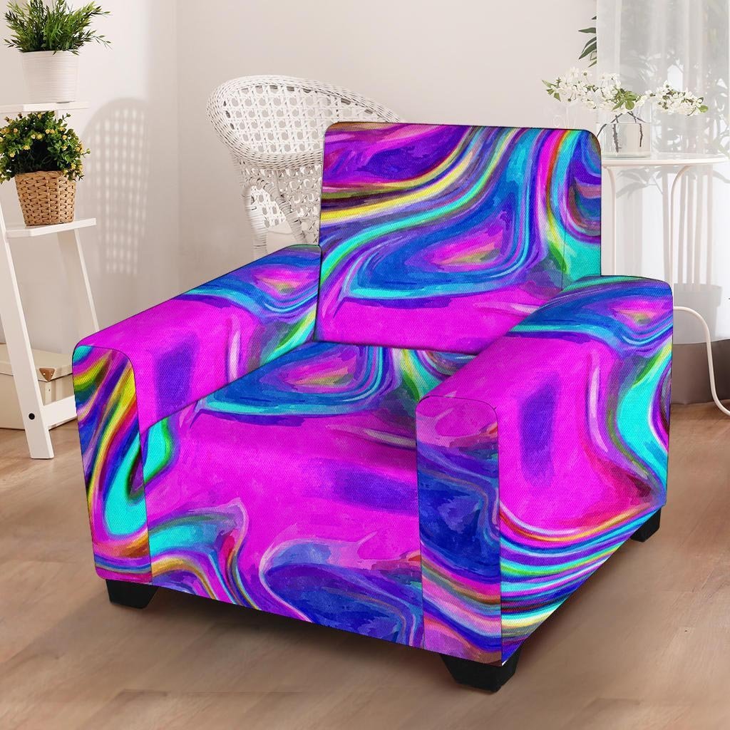 Abstract Purple Armchair Cover-grizzshop