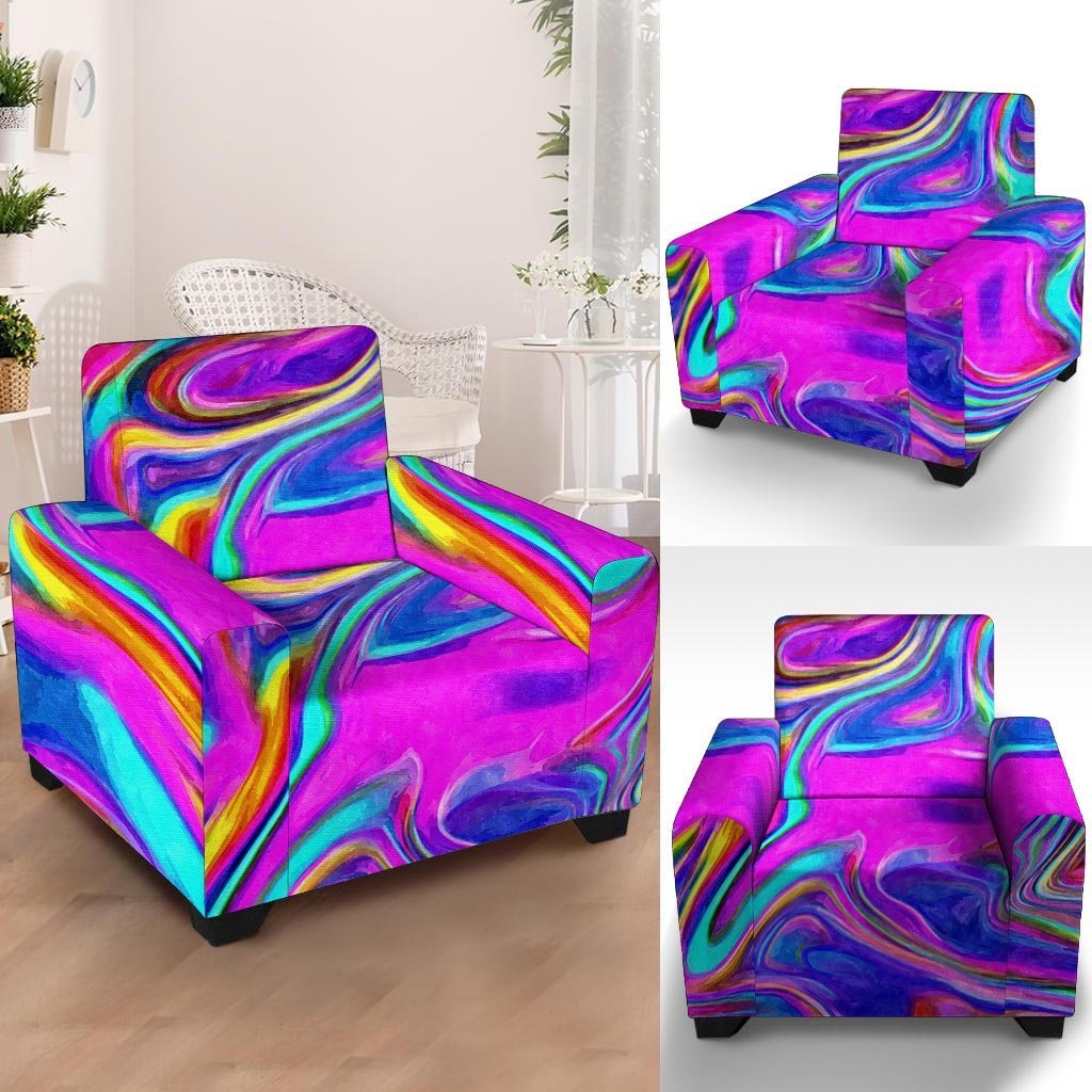 Abstract Purple Armchair Cover-grizzshop