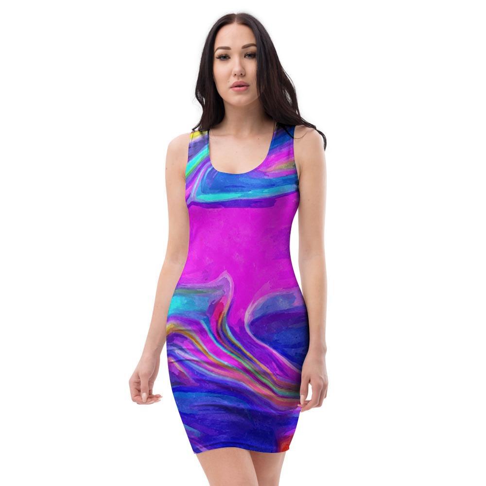 Abstract Purple Bodycon Dress-grizzshop