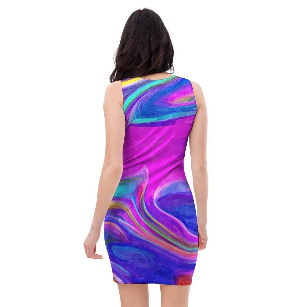 Abstract Purple Bodycon Dress-grizzshop